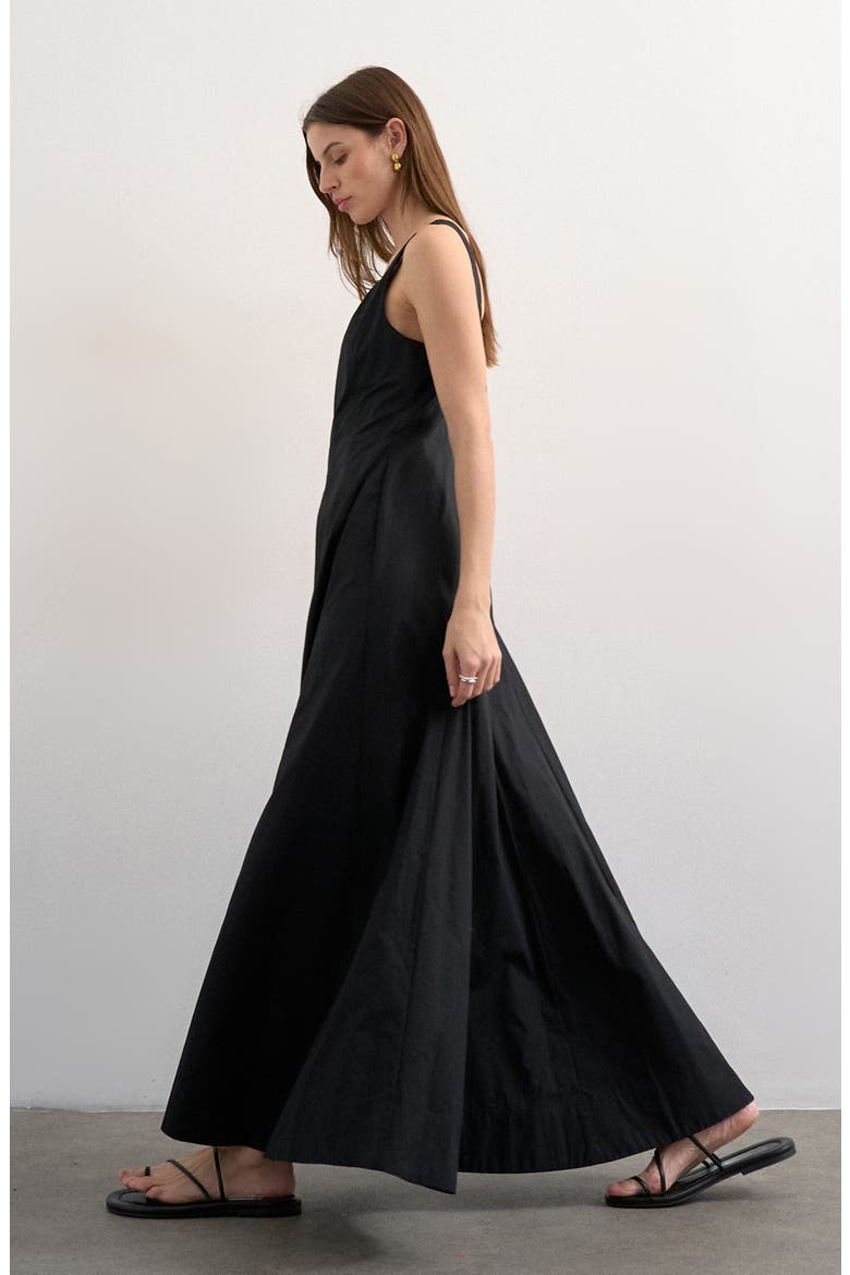 Drop Hem Cotton Maxi Sundress, Main, color, BLACK