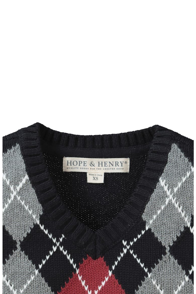 Boys' Organic Argyle Sweater Vest, Kids, Alternate, color, Black Holiday Argyle