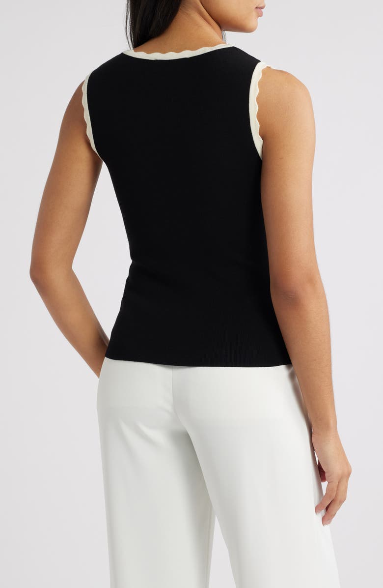 ZOE AND CLAIRE Scallop Trim Sleeveless Sweater, Alternate, color, 