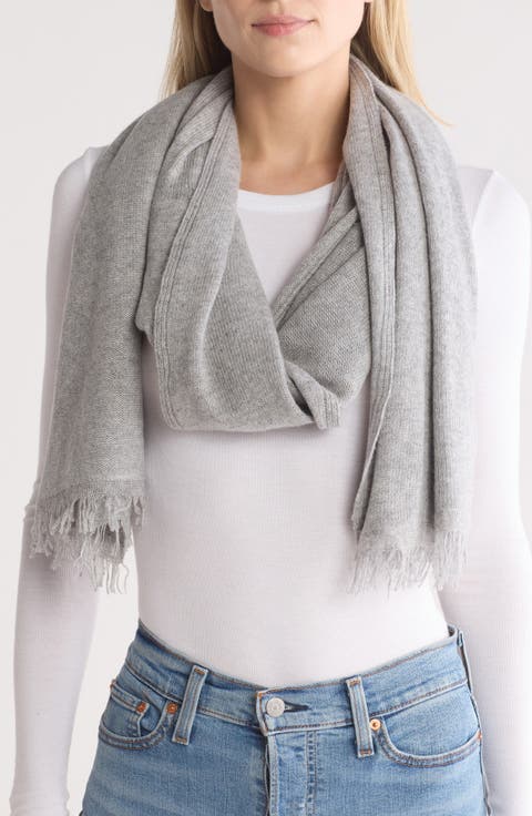 Merino Wool Blend Eyelash Fringe Wrap Scarf