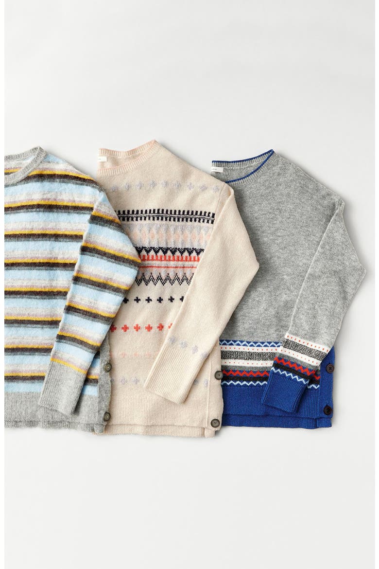 Long Sleeve Side Button Sweater, Alternate, color, GREY- BLUE PATTERN