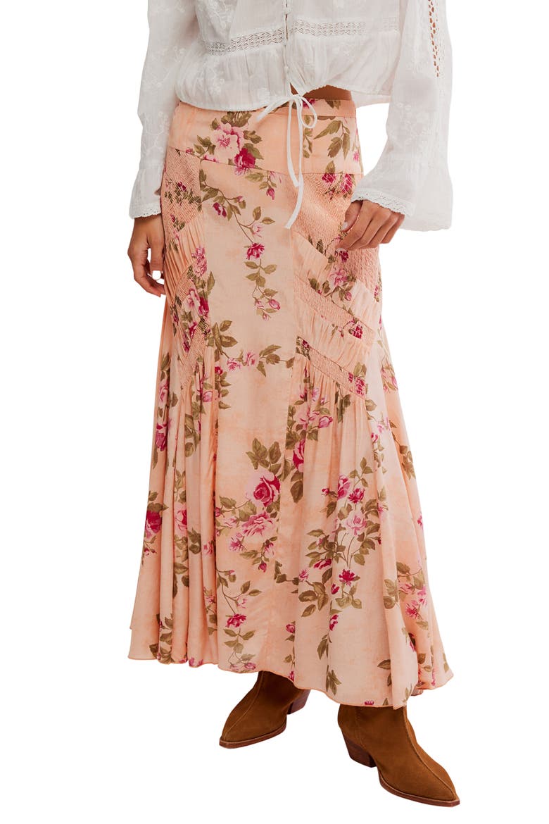 Rowan Floral Smocked Maxi Skirt, Main, color, FALLING FLORAL-MAUVE