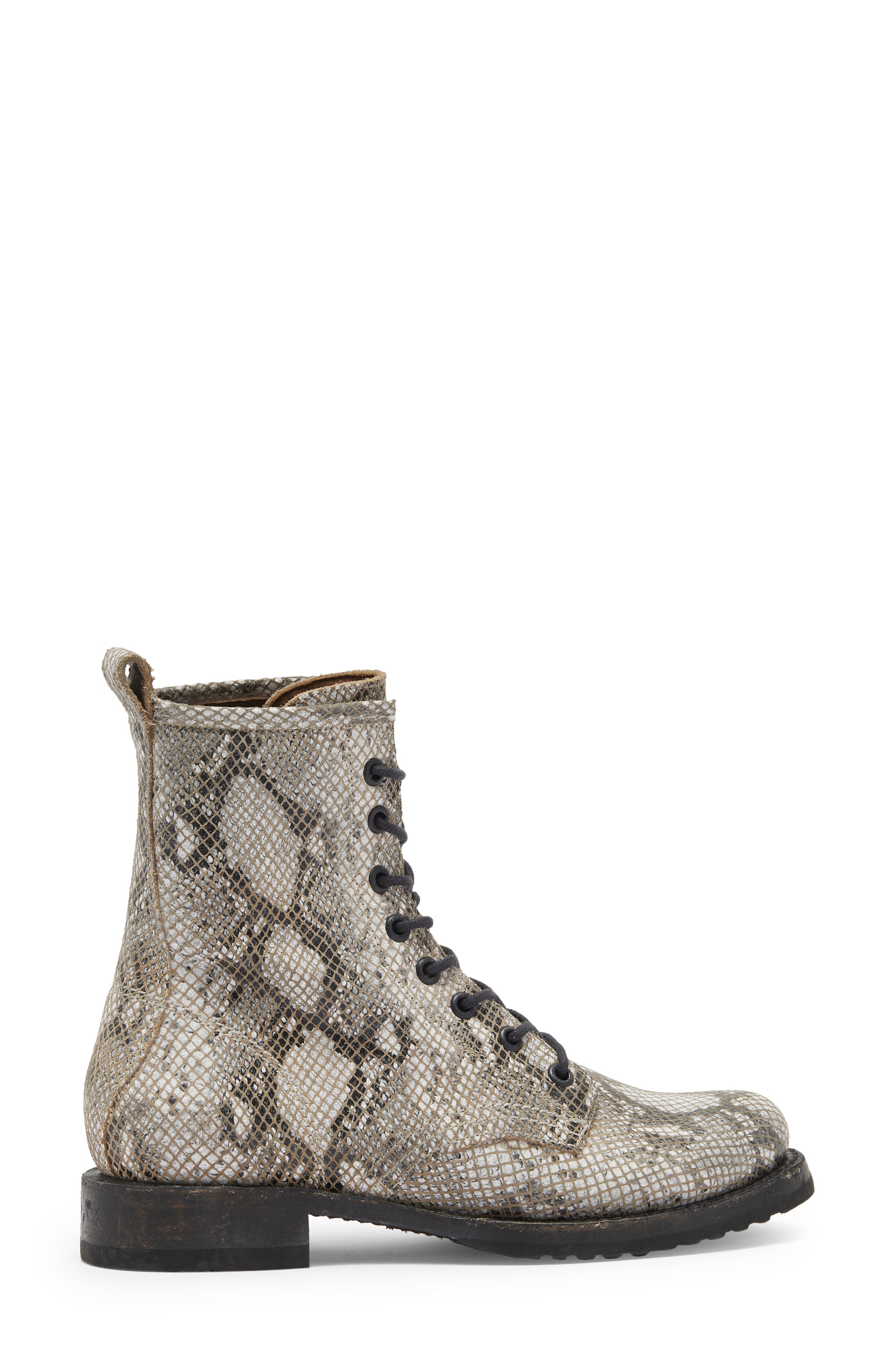 Frye Veronica Snakeskin Print Combat Boot, Alternate, color, 