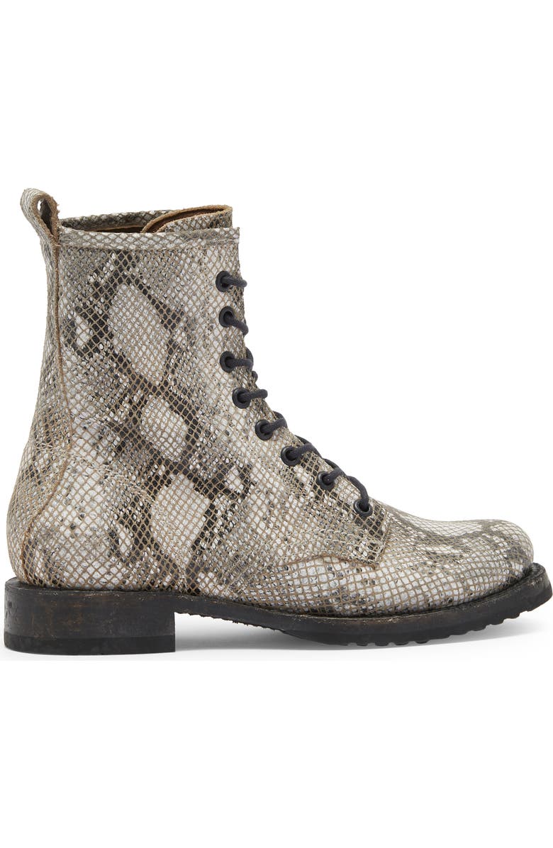 Frye Veronica Snakeskin Print Combat Boot, Alternate, color,