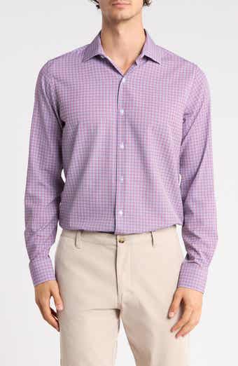Slim Fit Windowpane Stretch Dress Shirt