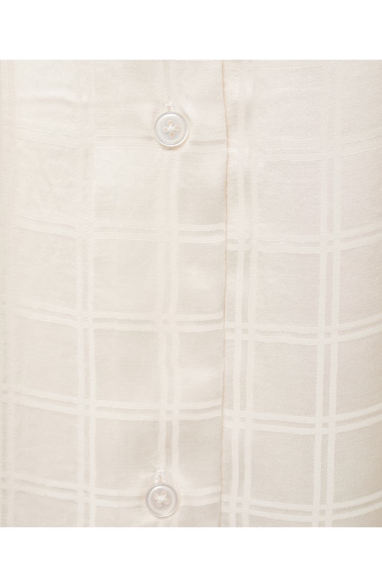 MANGO Check Pajama Top, Alternate, color, Ivory White