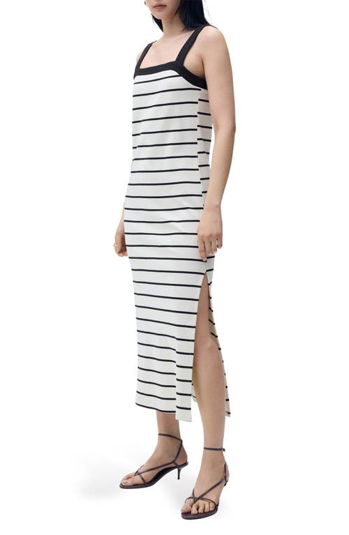 Mango Stripe Sleeveless Midi Dress In White