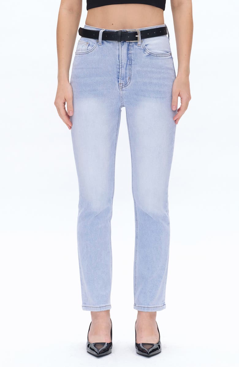 Bayeas High Waist Straight Leg Jeans, Main, color, Sky Blue