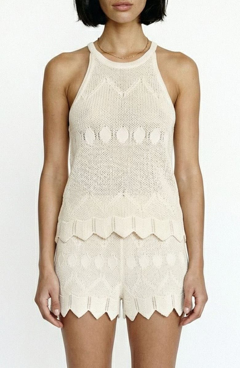 VERO MODA Seashell Sands Pointelle Knit Tank, Main, color, Birch