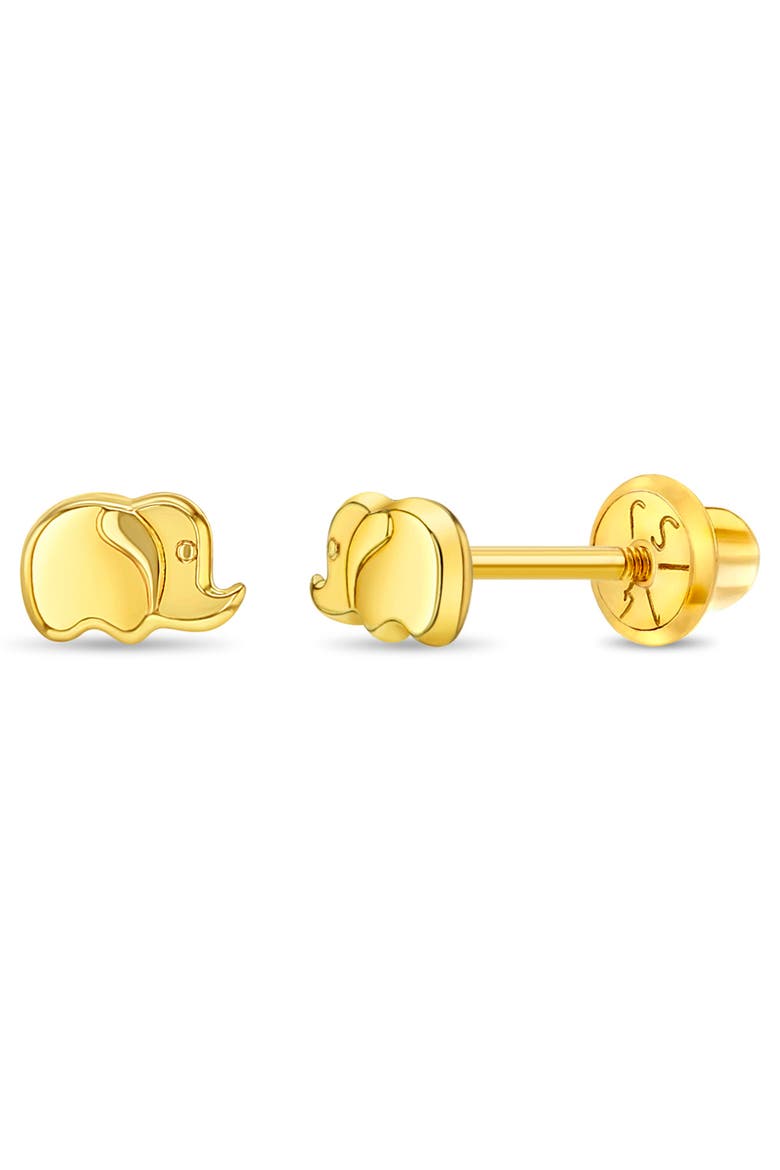 14k Playful Elephant Earrings, Main, color, Gold