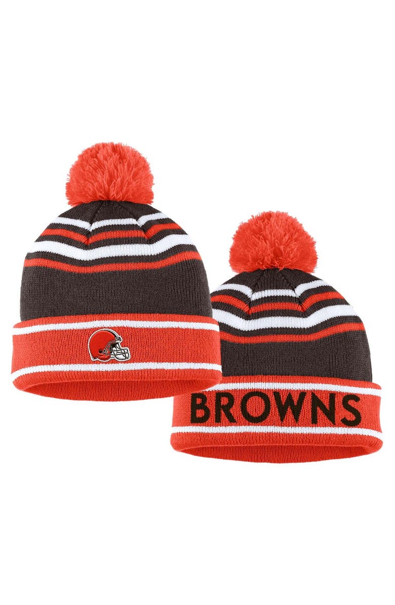WEAR by Erin Andrews Women's WEAR by Erin Andrews Orange Cleveland Browns Colorblock Cuffed Knit Hat with Pom and Scarf Set, Alternate, color, Orange