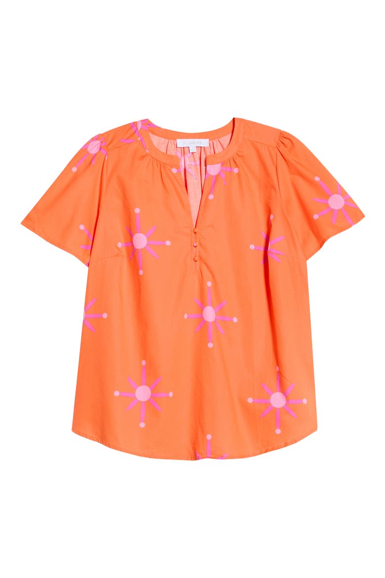 Karani Starburst Xoey Split Neck Top, Alternate, color, ORANGE FUCHSIA