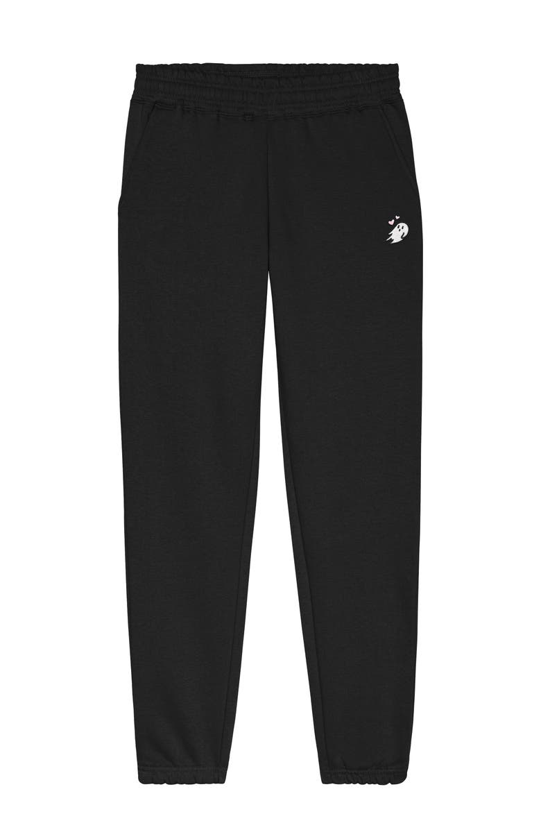 Dalix Womens Heartly Ghost Heavyweight Fleece Sweatpant, Main, color, Black