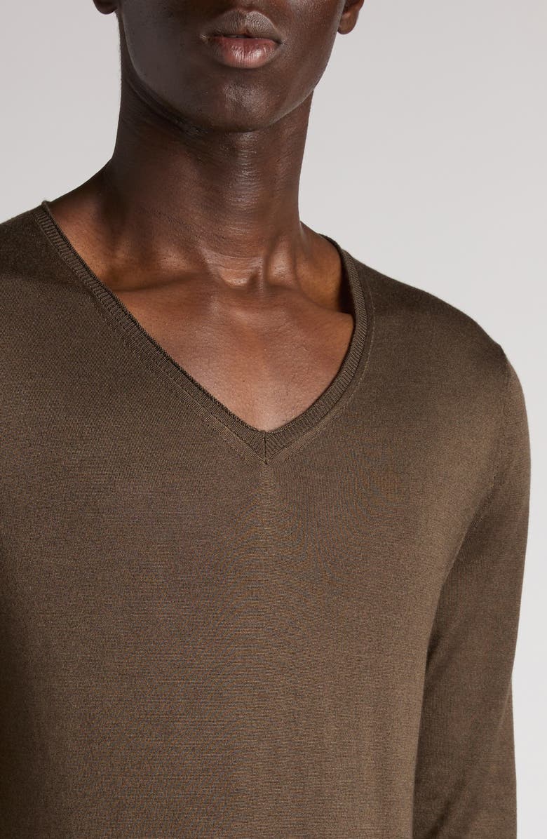 TOM FORD Silk & Cashmere V-Neck Sweater, Alternate, color, Taupe Brown