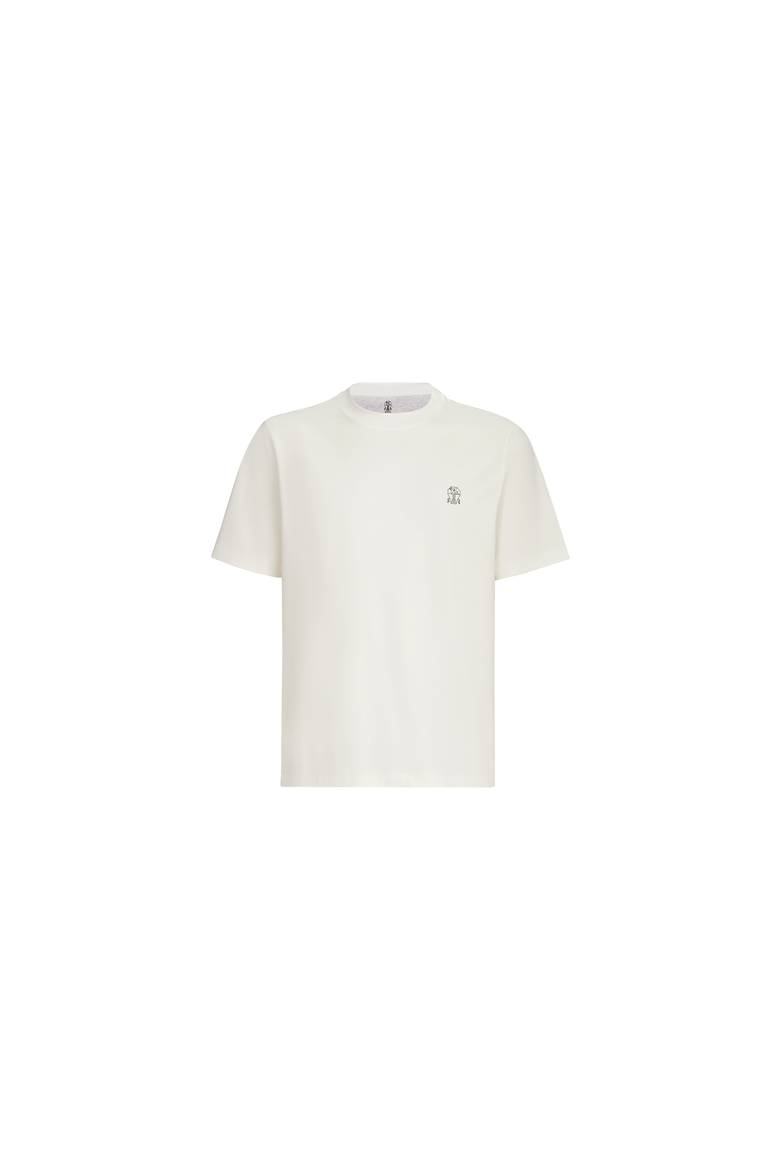 Cotton jersey crew neck T-shirt with logo, Alternate, color, Off-White