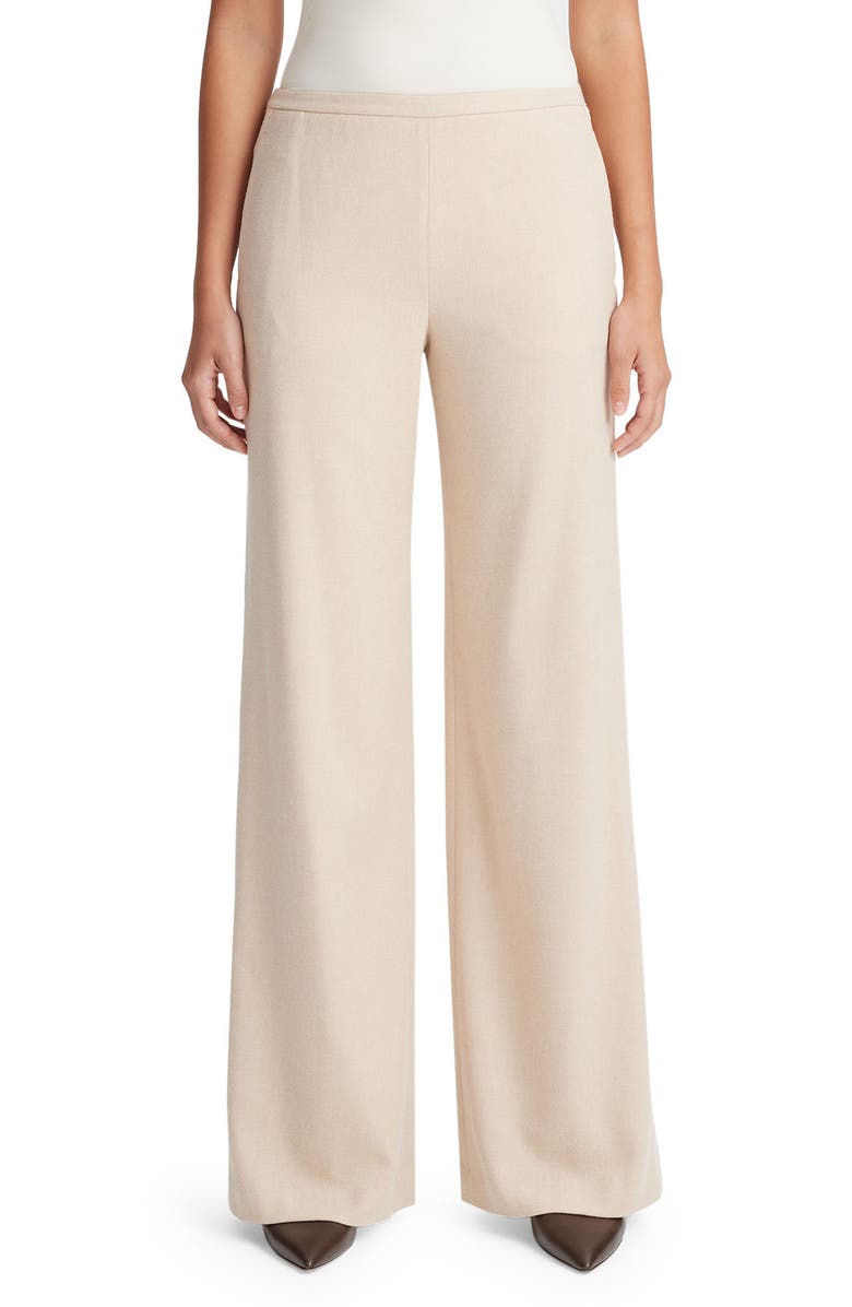 Vince Brushed Flannel Wide Leg Pants, Main, color, Oat Milk