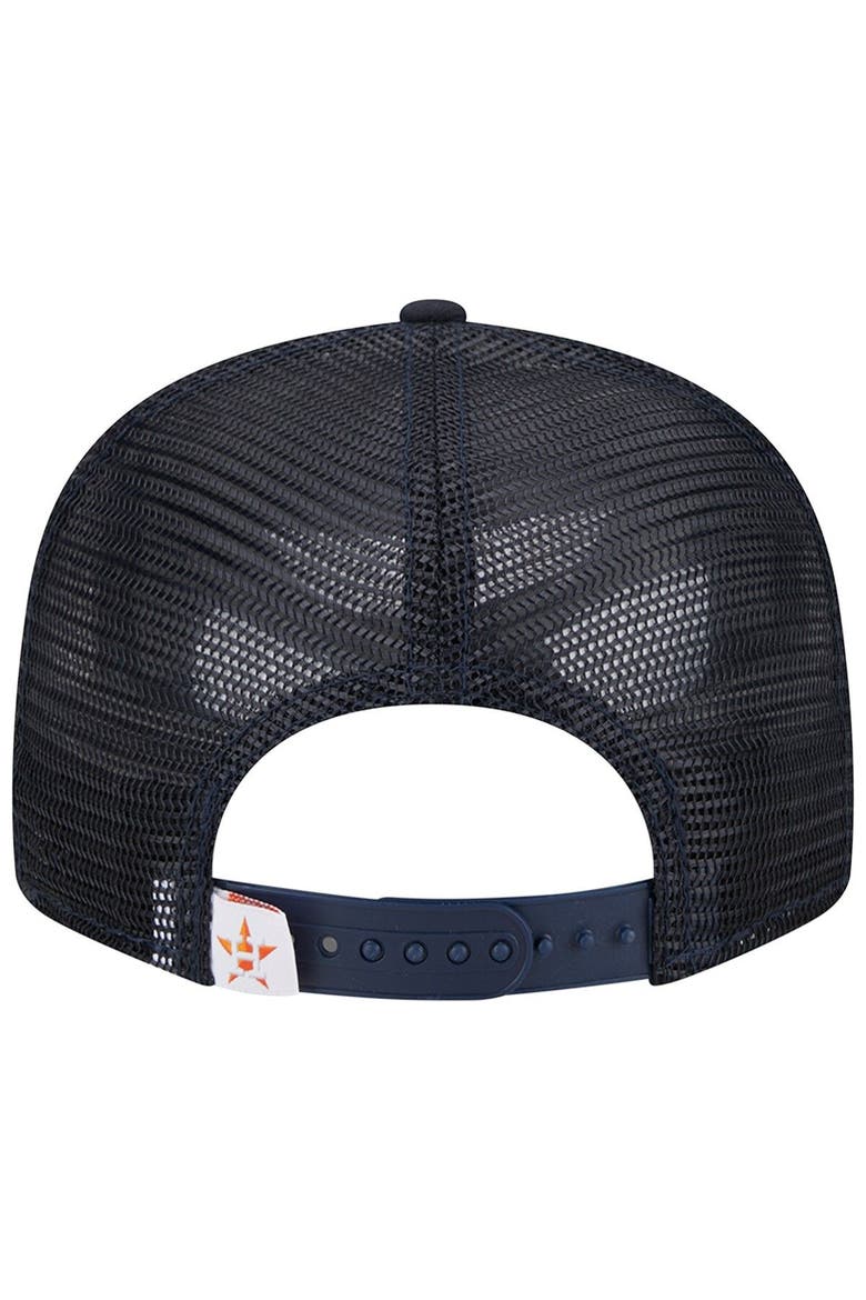 Men's New Era Navy Houston Astros Team Color Trucker 9FIFTY Snapback Hat, Alternate, color, Navy
