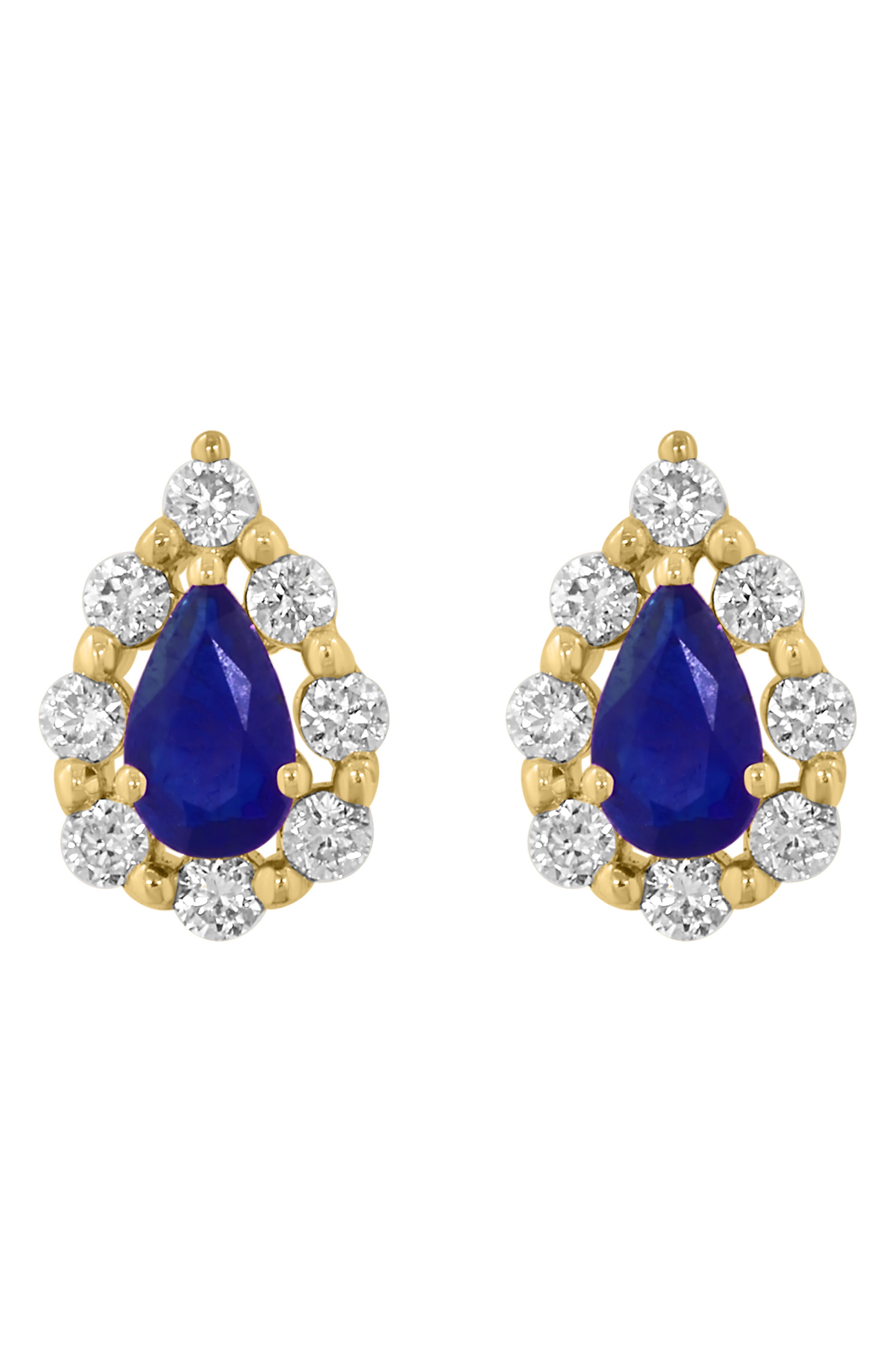 EFFY Pear Cut Sapphire & Diamond Halo Stud Earrings