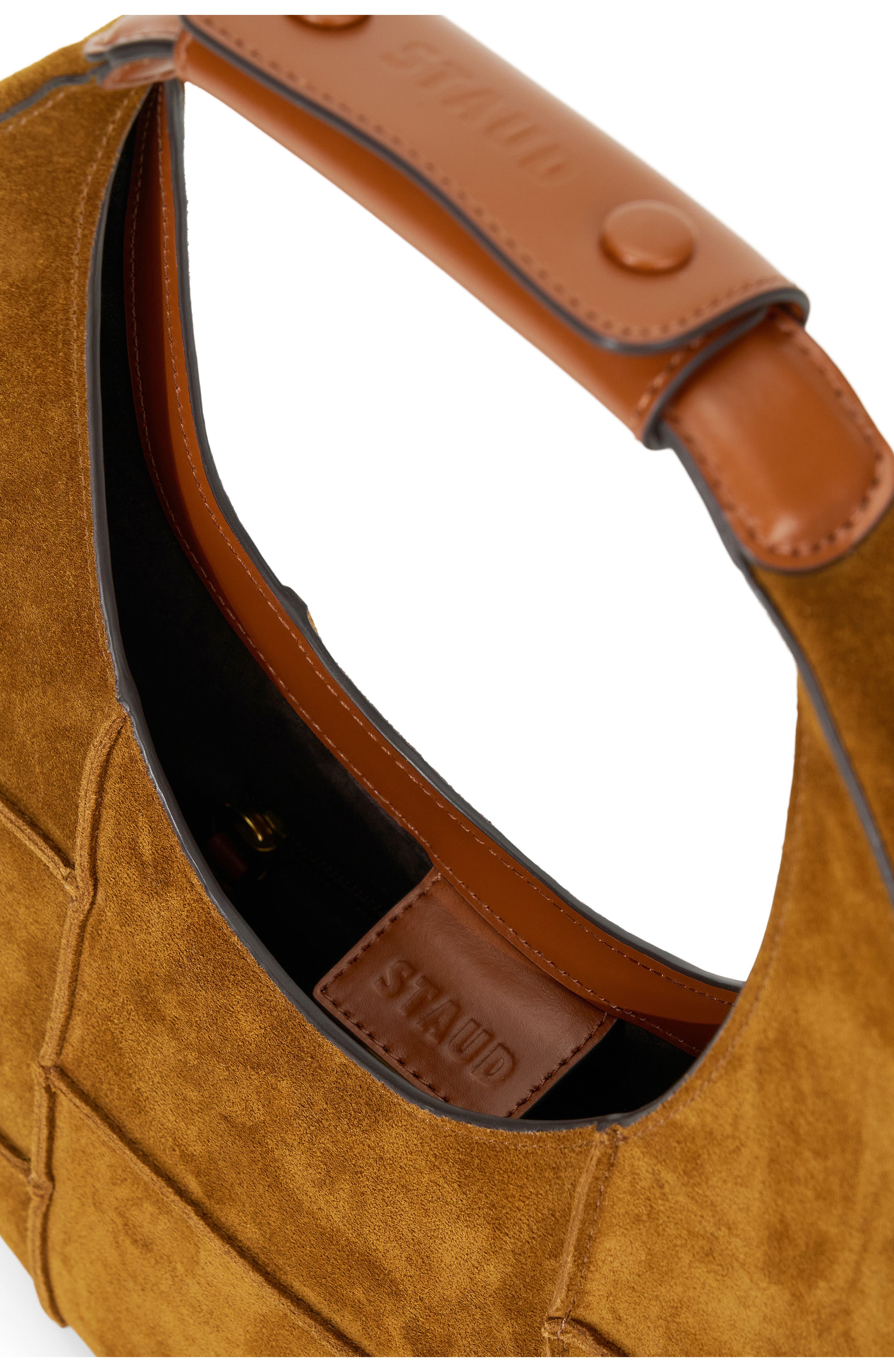 STAUD Moon Leather Top Handle Tote, Alternate, color, Tan