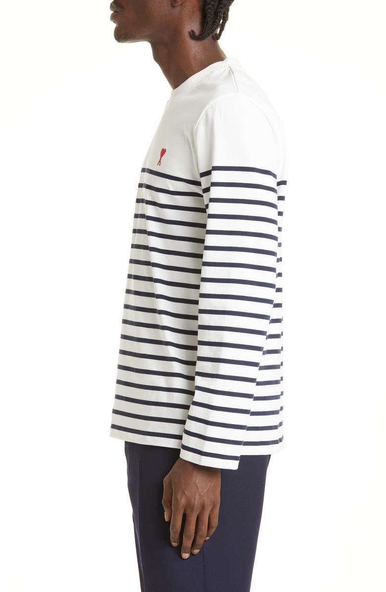 AMI PARIS AMI Alexandre Mattiussi Men's Ami de Coeur Stripe Long Sleeve T-Shirt, Alternate, color, 