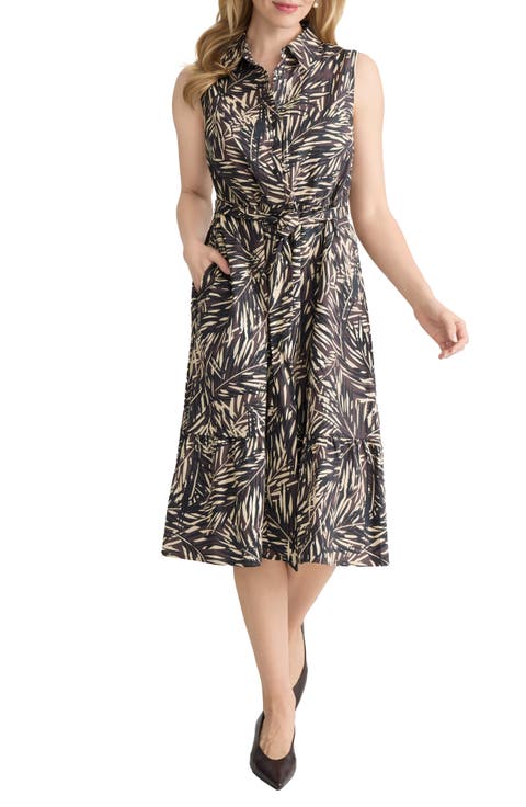 Summer Tie Waist Sleeveless Shirtdress