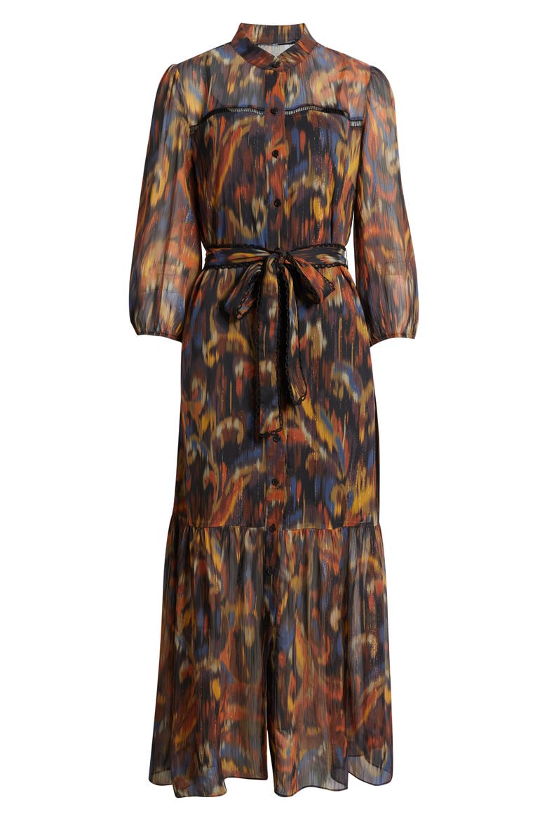 Metalllic Abstract Print Maxi Dress, Alternate, color, ORANGE MULTI