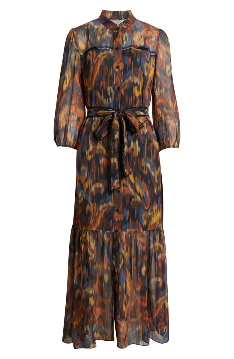 Julia Jordan Metalllic Abstract Print Maxi Dress, Alternate, color, Orange Multi