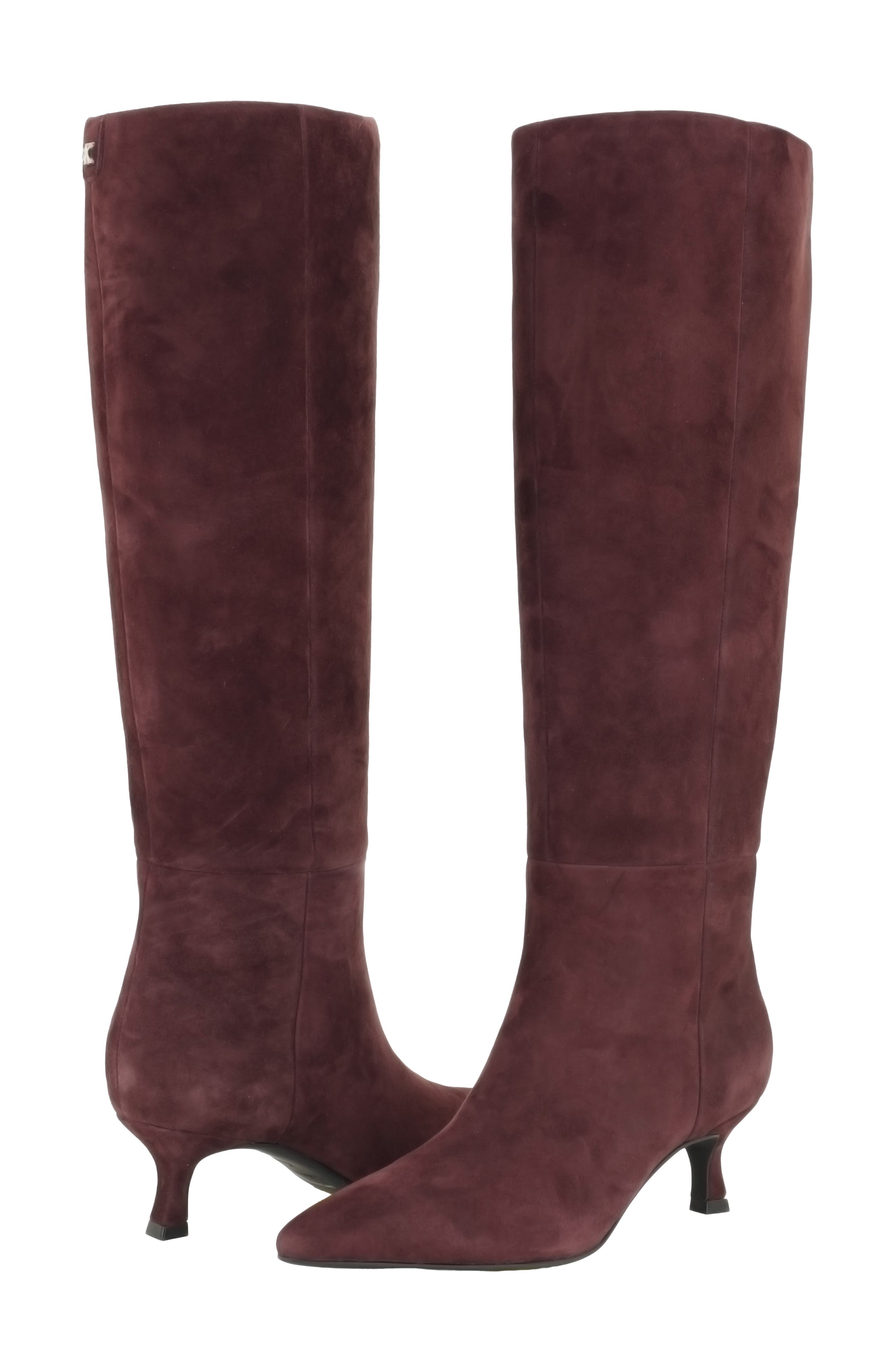 Akenzie Leather Knee High Boot, Alternate, color, DARK RED SUEDE