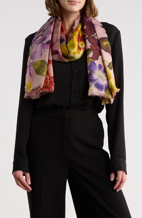 Floral Large Silk Scarf