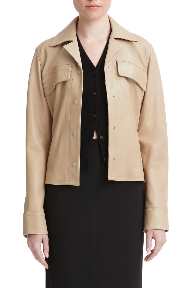 Leather Jacket, Main, color, SESAME