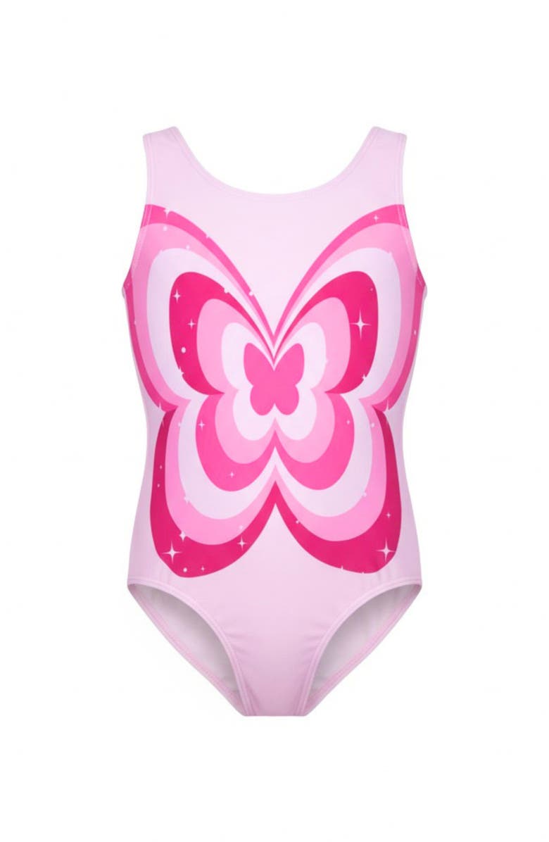 Mia Belle Girls Butterfly Bloom Y2K Pink One-Piece Swimsuit, Main, color, Pink