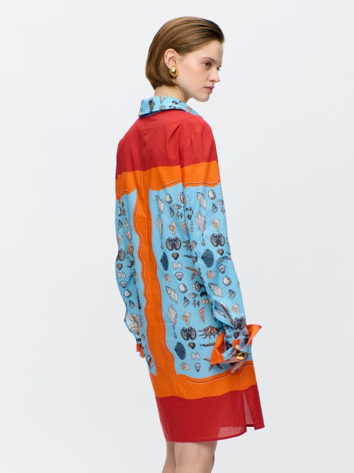 Callas Milano Charisse Shell-print Cotton Shift Shirtdress In Multi