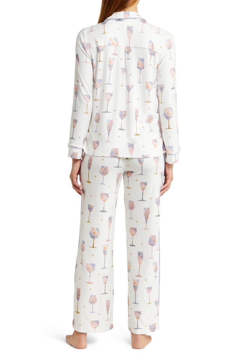 PJ Salvage Wine Glass Print Brushed Jersey Pajamas, Alternate, color, 