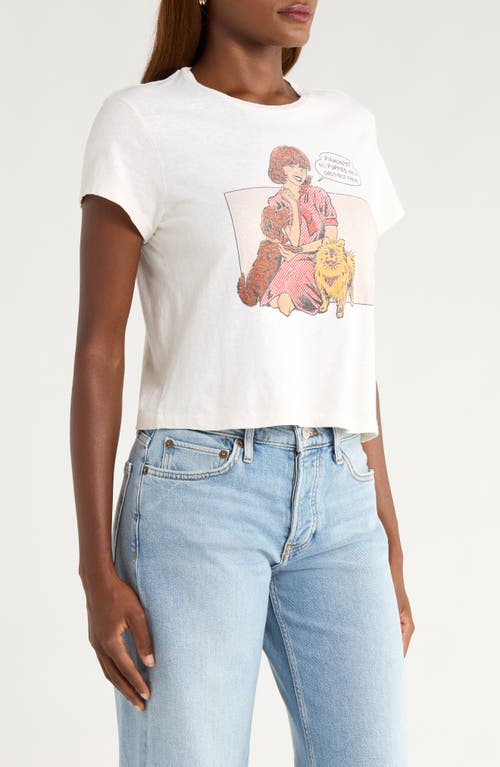 Re/done 50s Puppies Print Boxy Cotton & Recycled Cotton T-shirt In White