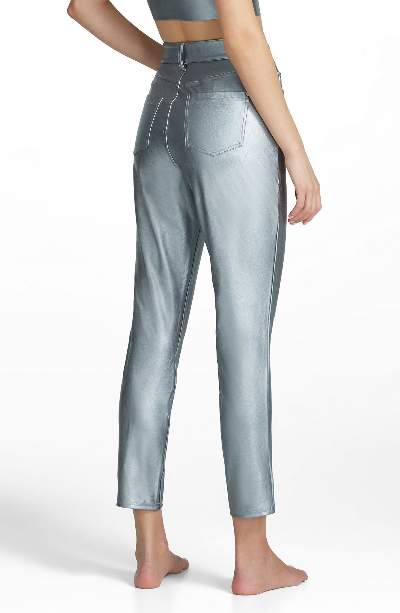 Faux Leather Five-Pocket Pants - image 2
