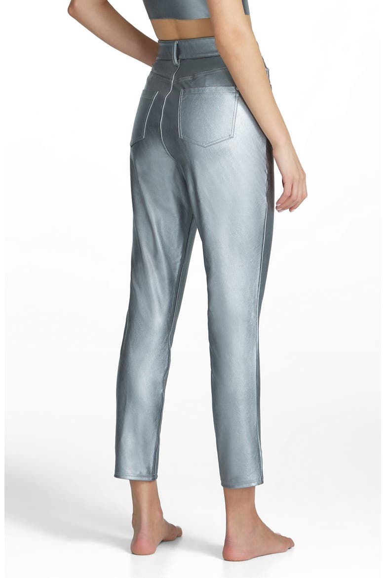 Faux Leather Five-Pocket Pants, Alternate, color, PLATINUM