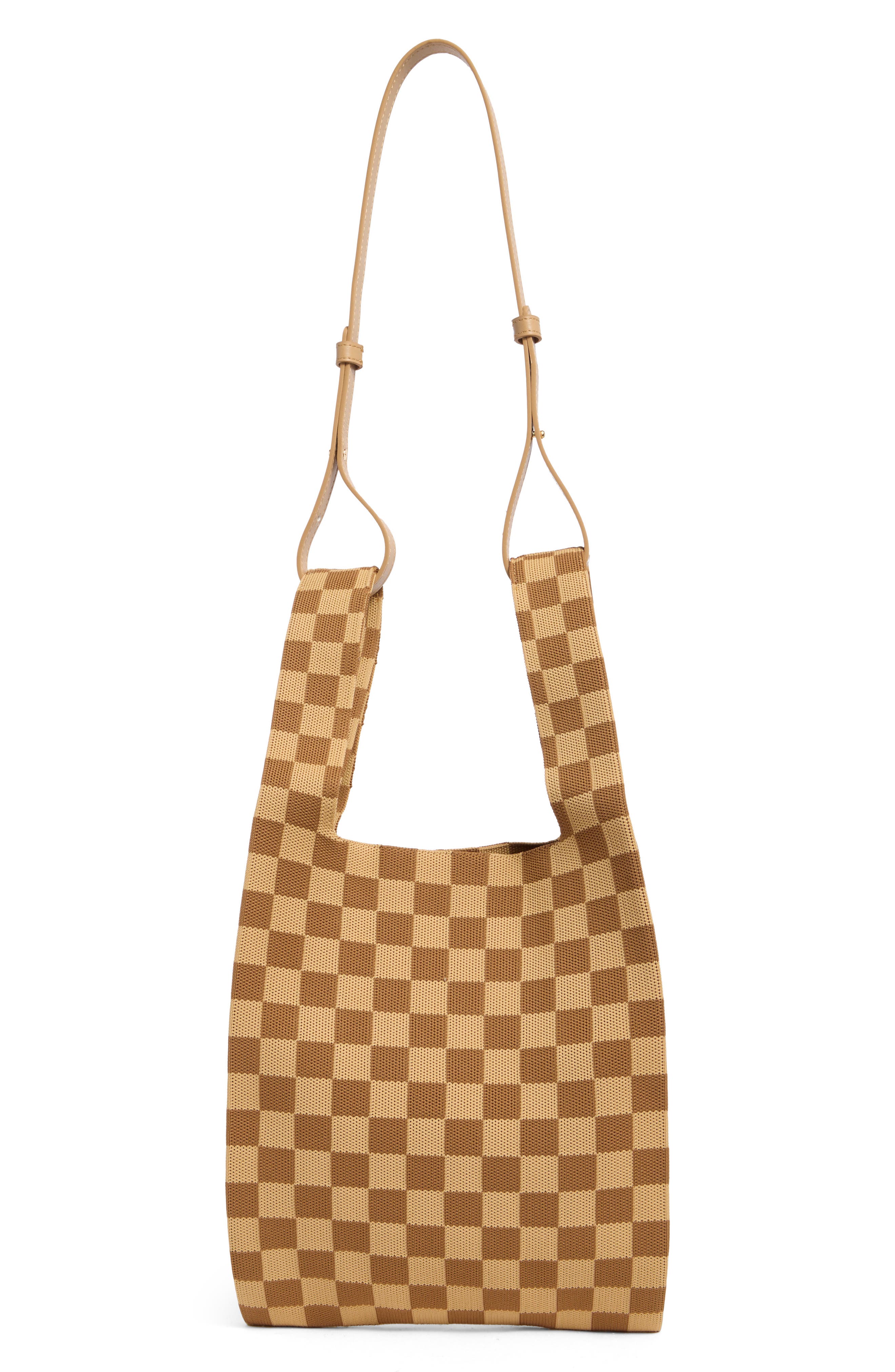 Shea Checkerboard Tote, Alternate, color, BROWN