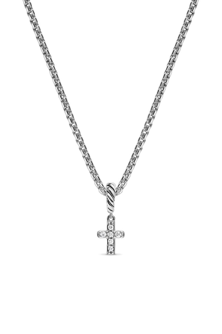 Micro Pavé Cross Enhancer in Sterling Silver with Diamonds, 8mm, Alternate, color, DIAMOND