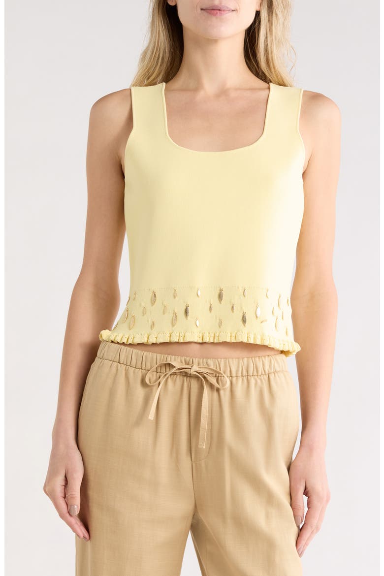 Smocked Embellished Hem Tank, Main, color, BUTTERCUP