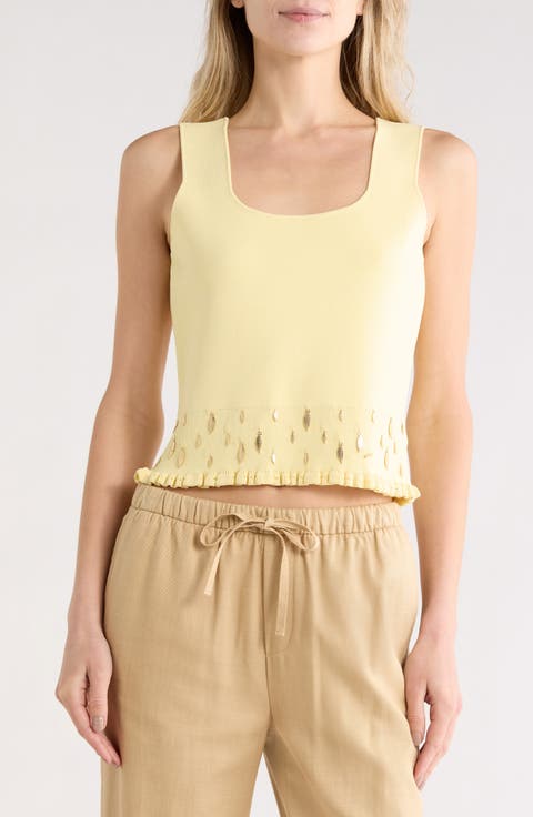 Smocked Embellished Hem Tank
