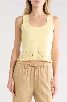 Smocked Embellished Hem Tank