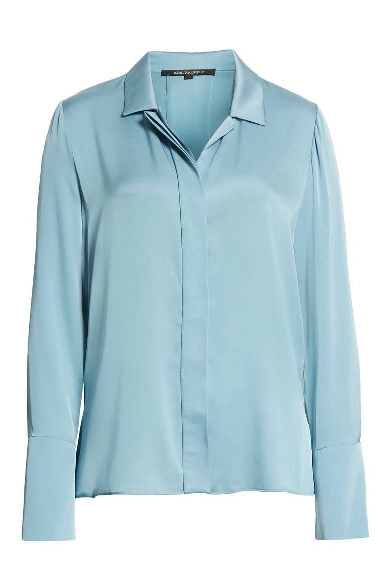 Liv Stretch Silk Blouse, Alternate, color, SLATE