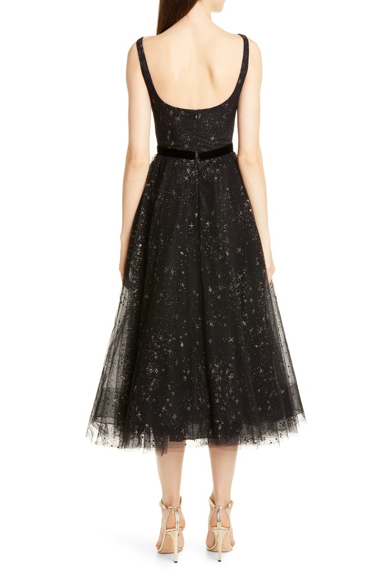 Glitter Star Tulle Cocktail Dress, Alternate, color, BLACK