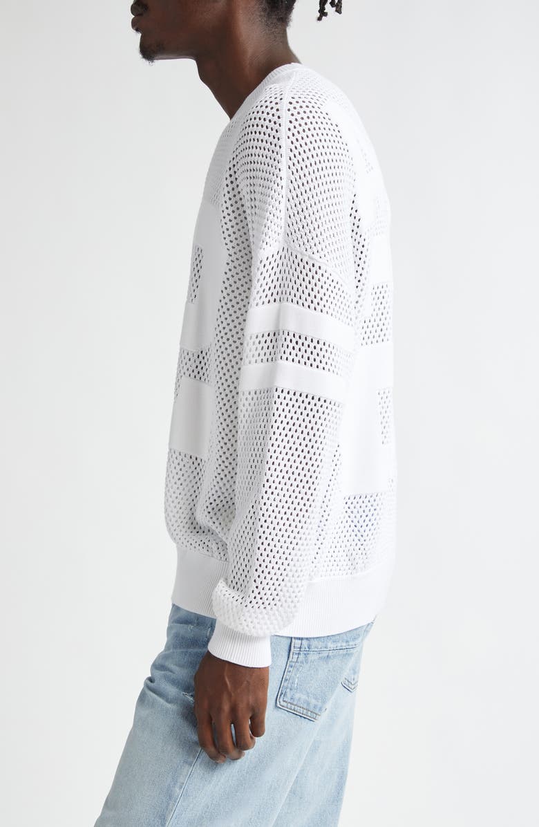 AMIRI 22 Crew Open Stitch Sweater, Alternate, color, White