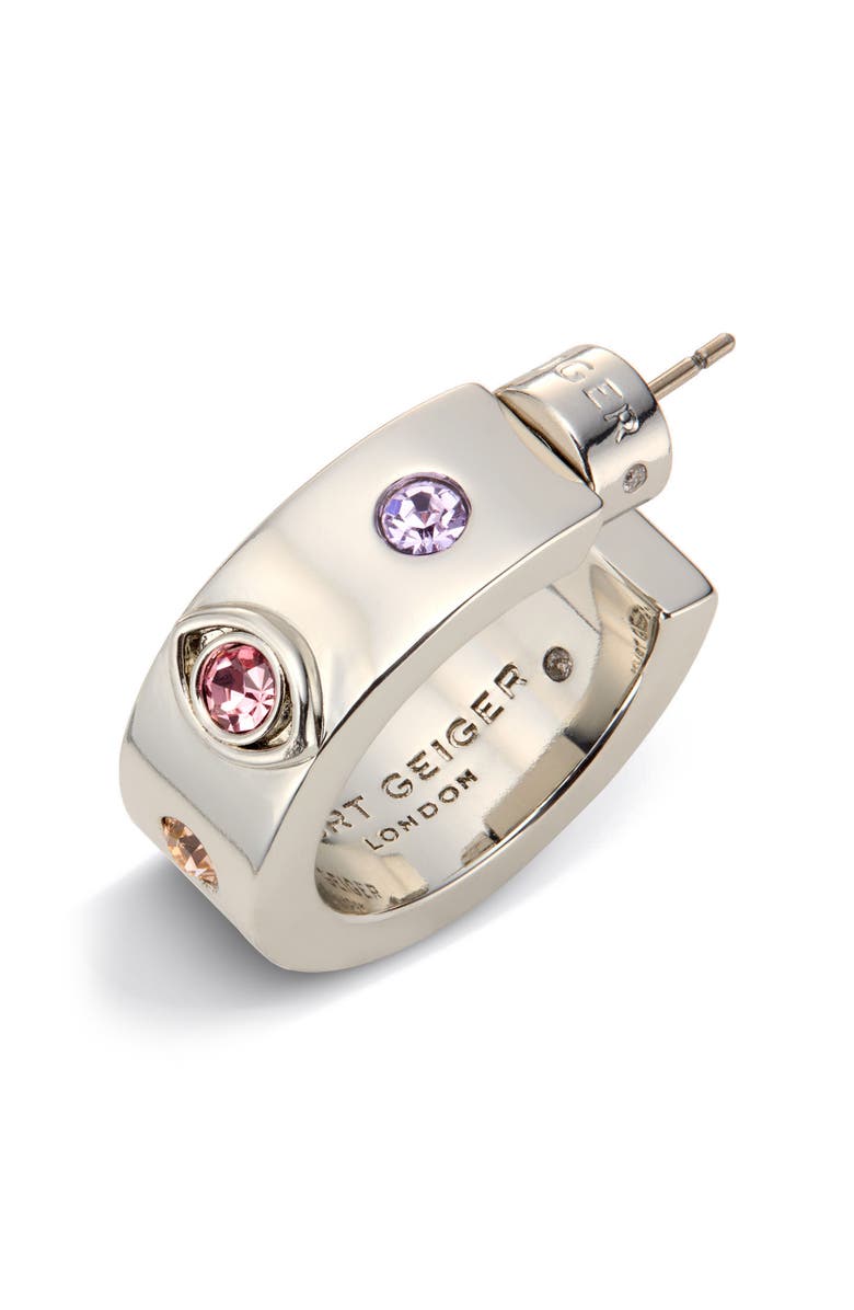 Kurt Geiger London Evil Eye Chunky Hoop Earrings, Alternate, color, Rhodium/ Multi