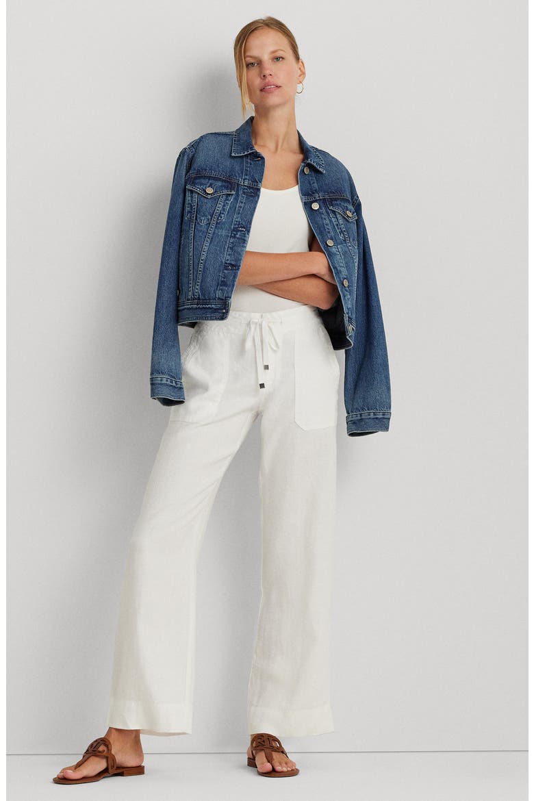 Wide Leg Linen Pants, Alternate, color, WHITE