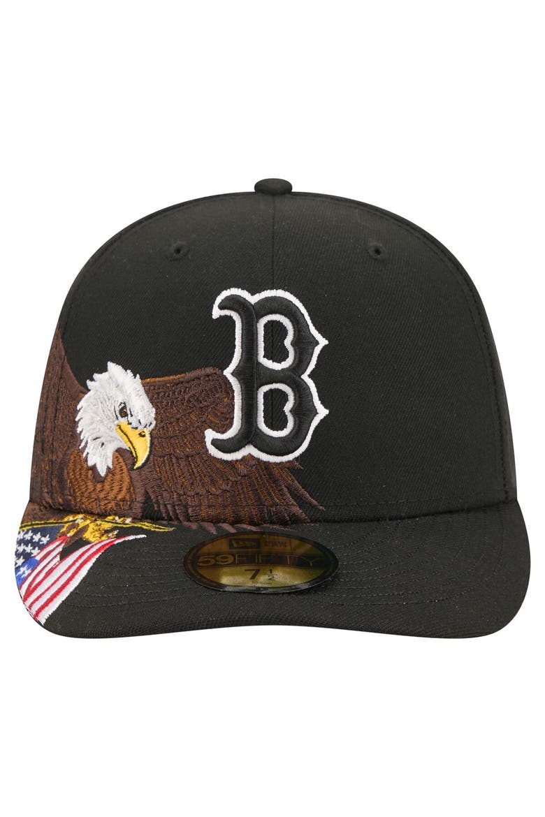 Men's New Era Black Boston Red Sox Americana Bald Eagle Pre-Curved 59FIFTY Fitted Hat, Alternate, color, Black