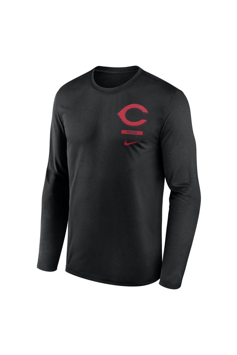 Men's Nike Black Cincinnati Reds 2-Hit Legend Dri-FIT Long Sleeve T-Shirt, Alternate, color, Black