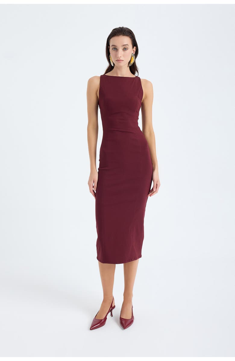 Monlicia Silva Bodycon Midi Dress, Main, color, Burgundy
