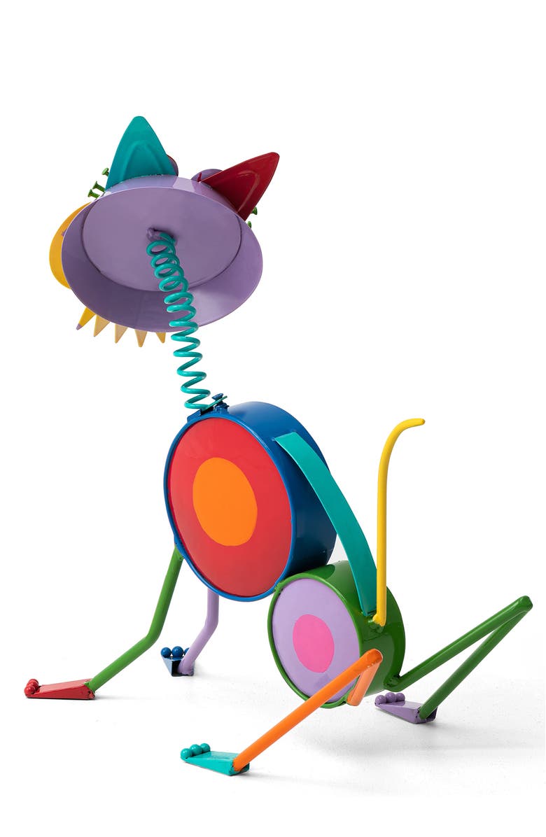 Glitzhome Metal Novelty Puppy or Cat Garden Statues, Alternate, color, Blue